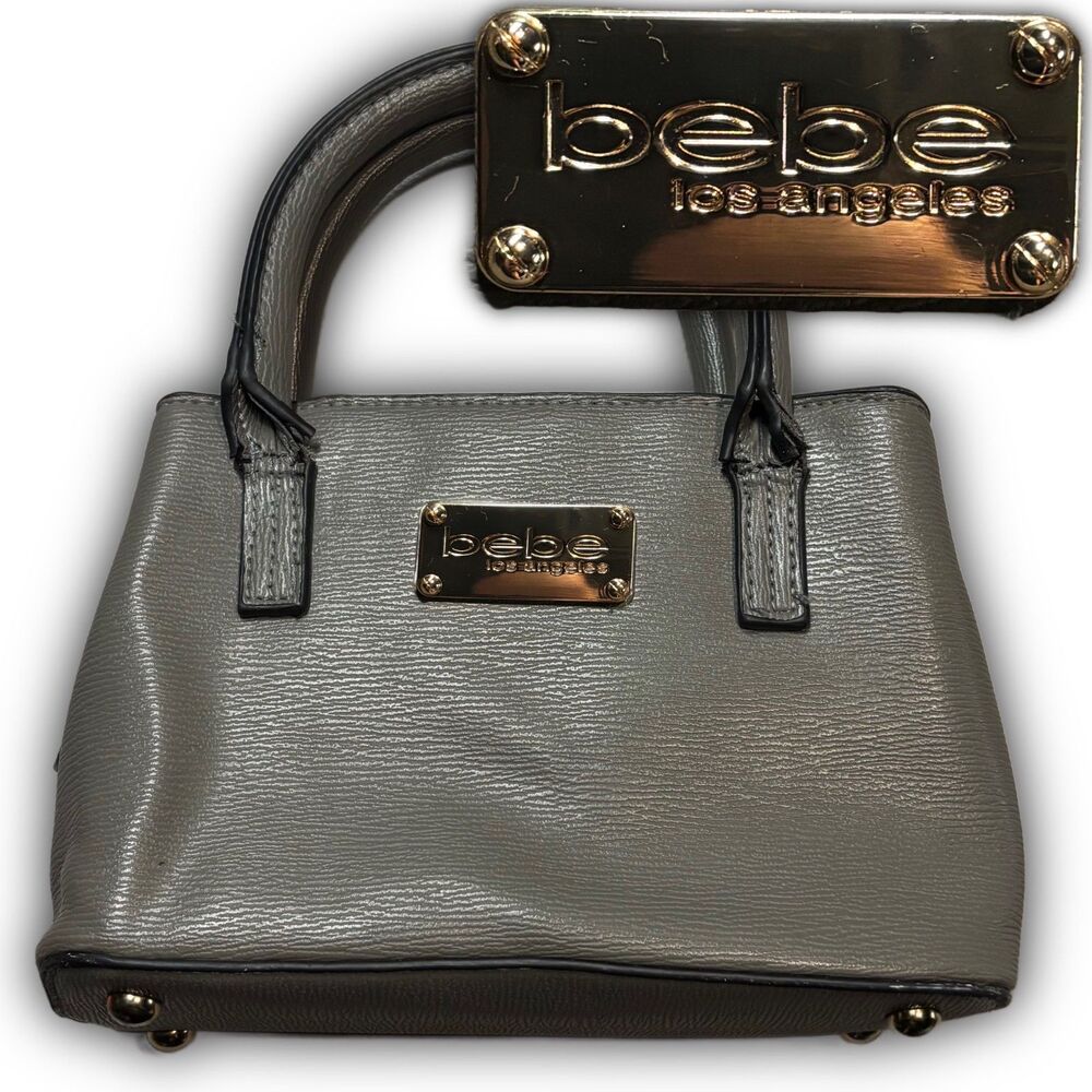 Bebe Los Angeles Grey Textured Mini Tote